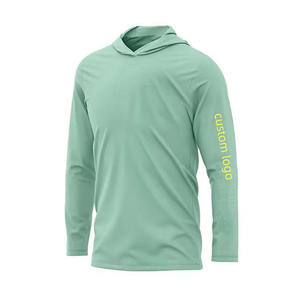 Sweat à capuche vert menthe pour homme, manches longues, protection UV, logo personnalisé sur la manche gauche, 100 % polyester, anti-UV, pull de pêche - Product Image 1