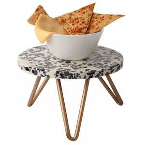artisanal Wood Inlay &<b>Epoxy</b> <b>Resin</b> Cake Stand Stylish Metal Base Dessert Display for Celebration Festive Gatherings & Home Decor - Product Image 5