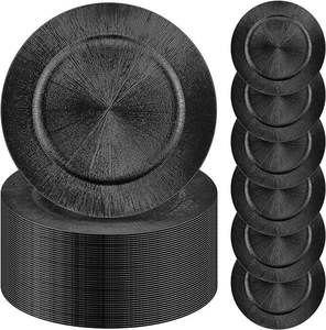 Assiette décorative ronde en métal élégante pour la table de banquet avec une décoration élégante d'événement de mariage - Product Image 3