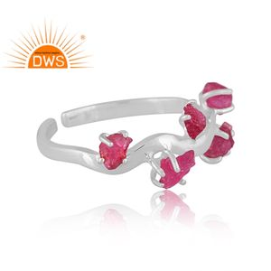 Anillo ajustable de piedras preciosas de rubí espinal Natural de plata de ley fina más vendido, fabricante de joyería personalizada - Product Image 2