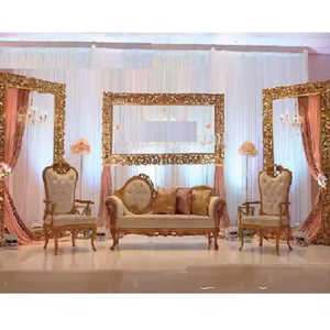 Cadres photo dorés de scène de mariage élégants Scène de réception Scène de mariage musulman Fibre Mur arrière Fabricant décoratif Australie - Product Image 1