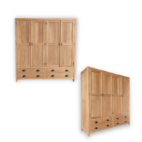 Armario Minimalista de Madera de Teca Sólida, 4 Puertas, 4 Cajones, Ecológico y Duradero, para Dormitorio, Sala de Estar, Hospital, Almacén, Indonesia