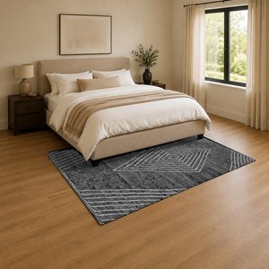 RUGS DEPOT LXDP-0968 Wholesale Charcoal Grey Modern Vintage Digital Printed Machine Washable Chenille Area Rug Non <b>Slip</b> - Product Image 3