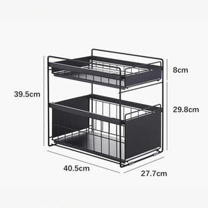 Présentoir à épices en métal noir à 2 niveaux personnalisé Organisateur debout Type pour vaisselle de cuisine - Product Image 4