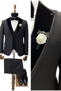 Traje de esmoquin de boda de lujo para hombre, conjunto de novio de tres piezas, chaqueta Formal clásica, chaleco, pantalones de talla grande, lana/seda, elegante, ajustado para - Product Image 4