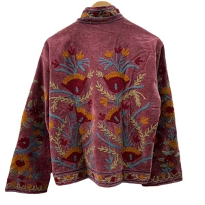 Veste courte en velours Suzani ethnique rose, veste ample, veste bohème, manteau de festival, style bohème, veste brodée - Product Image 1