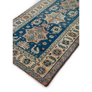 พรมขนสัตว์ถักมือสีน้ำเงิน Nuray รุ่น Pae-1352 ลายเหรียญตรา สำหรับใช้ในบ้าน - Product Image 2