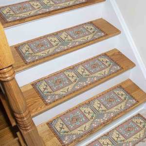 Tapis imprimé à motifs géométriques, tapis d'escalier ethnique moderne à fleurs, antidérapant, facile à nettoyer, tapis d'escalier - Product Image 1