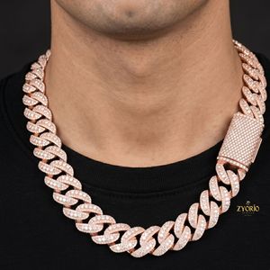 18K Rose Gold VVS Moissanite Cuban Link <b>Chain</b> <b>Iced</b> <b>Out</b> Hip Hop Necklace - Product Image 3