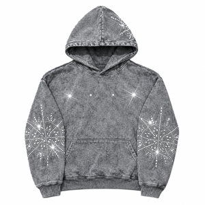 เสื้อฮู้ดดี้ปักเพชรขายดี สตรีทแวร์ผู้ชาย ผ้าฝ้าย 100% ระบายอากาศได้ดี สำหรับฤดูหนาว ดีไซน์ปรับแต่งได้ - Product Image 2