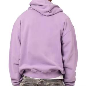Boxy Fit Heavy weight <b>Mens</b> Zip up Hoodies <b>Purple</b> 450 Gsm French Terry drop shoulder zipper <b>Hoodie</b> - Product Image 4
