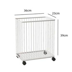 KPT68019 Portable Double-Tiered Clothing Organizer Powder-Coated Iron <b>Laundry</b> Basket for Bathroom <b>Standing</b> Type for Cleaning Use - Product Image 4