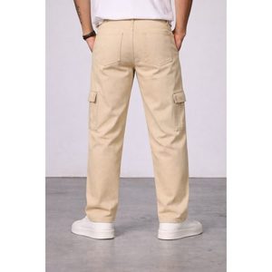 Jean cargo en denim beige pour homme, style vintage moderne et tendance, coupe ample et décontractée, écologique, respirant, léger, grandes tailles 28-42 - Product Image 3