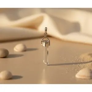 Colgante de Cristal de Cuarzo Transparente Plateado para Mujer, Joyería Elegante con Piedras Preciosas y Dijes Transparentes - Product Image 2