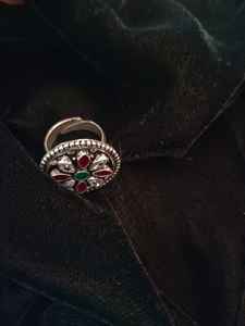 Bague classique florale rose et verte avec réglage de lunette en pierre naturelle pour fiançailles ou cadeau de fête de mariage - Product Image 4