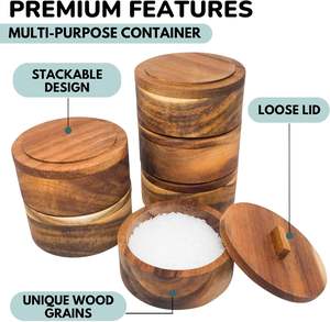 Recipiente de sal de madera maciza-Caja de 3,5 oz con tapa-Recipiente de sal Kosher-Soporte-Recipiente de sal pequeño de 3,5 pulgadas - Product Image 6