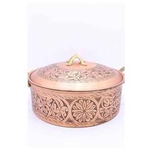 Pot de service en cuivre de vente chaude chauffe-plats de service de buffet écologique avec ensemble d'ustensiles sans danger pour la cuisine fabriqué en Inde - Product Image 3