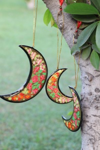 Juego de adornos navideños de papel Mache Moon y árbol, decoraciones navideñas de 3 piezas para la temporada - Product Image 4