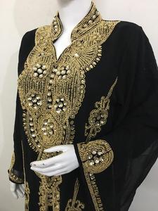 Nuevo y Elegante Kimono Abaya Kaftan de Georgette Ligero con Bordado de Lujo para Mujer Musulmana, para Cualquier Ocasión, Hecho a Mano - Product Image 4