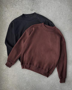 High Quality Custom Logo Thick 480gsm Crop Drop Shoulder 100% Cotton Crew Neck <b>Sweatshirt</b> Hoodies Breathable Quick Dry - Product Image 3