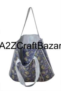 Sac fourre-tout élégant, léger, matelassé à la machine, fait main, imprimé à la main, sac de week-end, grand sac de transport, sac de plage indien - Product Image 3