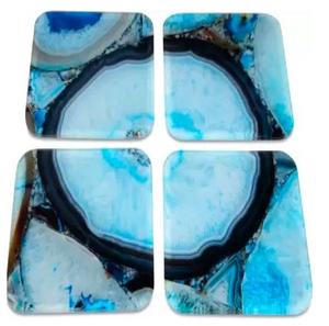 Greatest Quality Round Coaster in <b>Blue</b> Acrylic with Stylish Placemats and Pads Perfect for Elegant <b>Table</b> Protection and Decor - Product Image 1