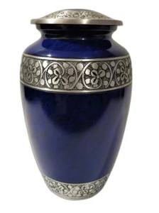 Urnes de crémation en laiton de frontière de conception en relief de couleur bleue pour les cendres adultes humaines urne commémorative de crémation pour les cendres humaines - Product Image 5