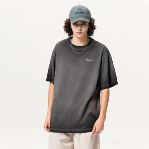 เสื้อยืดทรงหลวมสไตล์แบ็กกี้ ลายฟอกสี สำหรับผู้ชาย แฟชั่นสตรีทแวร์ ผ้าฝ้ายโอเวอร์ไซส์ สกรีนโลโก้ตามสั่ง ทรงหลวม - Product Image 5