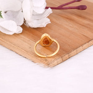 Anillo de Plata de Ley 925 Chapado en Oro Amarillo de Moda, Joyería Hecha a Mano, Anillo Elegante con Piedras Preciosas, Anillo de Piedra Solar Natural para Mujer - Product Image 5