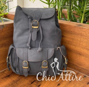 Mochilas de cuero de gamuza de gran capacidad para hombres y mujeres, mochilas escolares, mochila con cordón Vintage, mochilas para ordenador portátil de alta calidad - Product Image 1