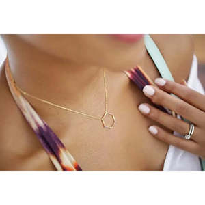 Multicolor Quartz Pearl Hexagon Necklace Gold Plated Trendy Link Chain Religious Style for Parties Gifts Stainless Steel Jewelry - Product Image 2