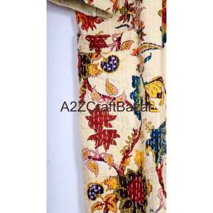 Chaqueta Kimono Kantha de Lujo, Acolchada, Estampada a Mano, 100% Algodón, Elegante, para Invierno, Festiva, Transpirable y Suave para Mujer - Product Image 3