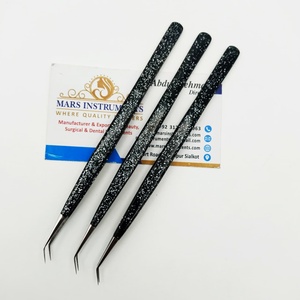 Isolation professionnelle 45 degrés noir paillettes fibre pointe extension de cils pince à épiler cils artiste marque privée - Product Image 6