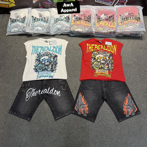 Nueva Llegada de Verano, Conjunto de Camiseta y Pantalones Cortos para Hombre con Pedrería, de Alta Calidad, al por Mayor, con Impresión de Logotipo Personalizado, 100% Algodón, de Secado Rápido - Product Image 5