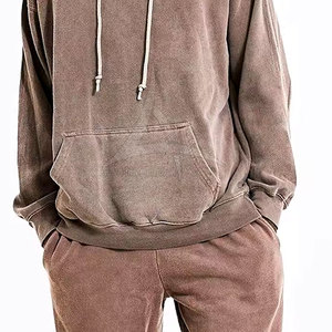 Survêtement délavé à l'acide en gros, respirant, décontracté, vêtements de sport d'hiver, capuche, taille élastique, tissu personnalisé - Product Image 5