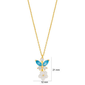 Collier à breloque en argent Sterling 925, aigue-marine en Zircon, fleur, pendentif, Collection de bijoux d'été - Product Image 3