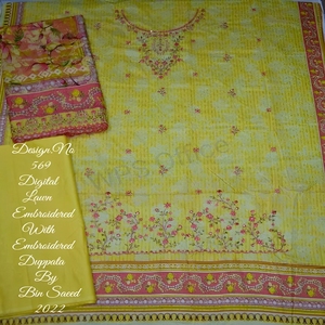 Cubo de alta calidad Saeed bordado Digital Duppata césped moderno indio tradicional boda descosido Salwar Kameez para mujeres adultos - Product Image 3