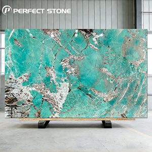 Marbre semi-précieux transparent naturel PerfectStone Amazonite vert rétro-éclairé pour projet d'hôtel de luxe et de villa - Product Image 1
