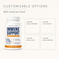 Capsules de soutien immunitaire OEM ODM en flacon à étiquette blanche, 60 capsules végétales, végétaliennes, sans OGM