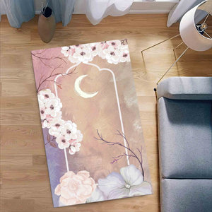 Alfombra de Oración Floral: Elegante Alfombra Musulmana Estampada para la Adoración, Alfombra Delgada No Tejida - Product Image 2