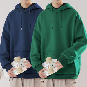 Pull à capuche d'hiver décontracté pour hommes, à manches longues, coupe carrée, sweat-shirt à capuche et sweat-shirt teints en couleur unie - Product Image 1