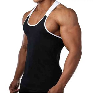 OEM Wholesale Custom Gym Stringer Tank Top Breathable Fitness Sports <b>Singlet</b> Casual Muscle Style Knitted T-Shirt Blank Pattern - Product Image 3