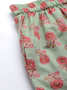 Pijama de 2 piezas Sexy suave y sencillo con estampado de algodón 100% Floral para mujer, de talla grande, mangas tres cuartos, ropa de dormir al por mayor OEM - Product Image 2