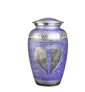 Urne funéraire Purple Angel Wings avec souvenir assorti et sac en velours - Product Image 1