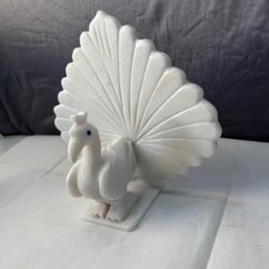 Exhibición de pavo real de mármol italiano blanco Premium, Art Deco elegante para decoración del hogar, mesa de acento, exhibición de oficina, artículo de regalo de lujo - Product Image 6