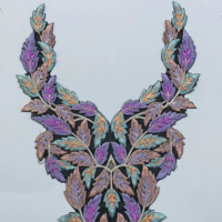 Collier en dentelle de miel brodé de sequins majestueux, en tissu filet élégant, pour tenues indiennes, robes, saris, kurtis et blouses pour femmes