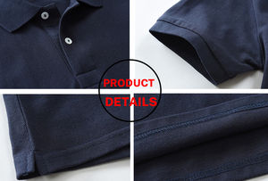 Camisetas personalizadas para hombre, ropa de golf con estampado bordado, liso, Blanco, Negro, algodón, poliéster, longitud corta, botón, 100% algodón - Product Image 2