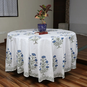 Mantel redondo de 120 poliéster y algodón a cuadros sin costuras de 100% pulgadas - Product Image 1