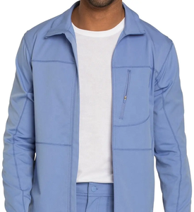 Veste de blouse professionnelle élégante à manches longues extensible pour hommes, uniforme d'hôpital, en tissu sergé, fermeture éclair sur le devant - Product Image 2
