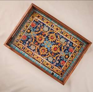 Plateau d'impression en bois émaillé de haute qualité le plus vendu en gros dernier plateau en bois de service forme carrée emballage personnalisé - Product Image 6